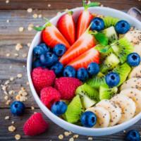 Strawberry & Banana & Blueberry & Kiwi Acai Bowl · Topped banana, strawberry, blueberry, kiwi, honey or chocolate syrup.