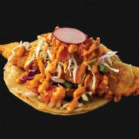 Fish Taco · Four tempura fried fish, cabbage, pico de gallo and chipotle salsa.