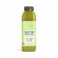 Doctor Green Cold Pressed Juice (16 oz) · Sweet with a ginger kick! Nutrient dense greens cut with antioxidant packed fruit & ginger! ...