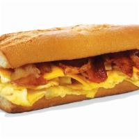 Bacon Egg and Cheese Sub · 2 pieces of bacon, 2 eggs and American cheese.