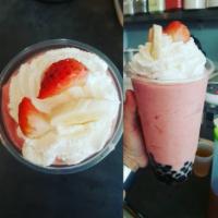 Strawberry Banana Smoothie · Made with real frozen fruit and lowfat vanilla yogurt.
