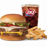 1/2 lb. Cheese GrillBurger Combo · Two 1/4 lb. (pre-cooked weight) 100% beef burgers topped with melted cheese, thick-cut tomat...