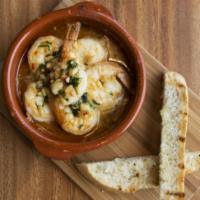 Camarones al Ajillo · Sauteed peeled shrimp, garlic, pepper, parsley, olive oil. Camarones pelados salteados, ajo,...