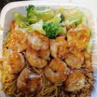 Shrimp Hibachi · Served with  cabbage, carrot, onion, and broccoli. Rice choice white rice or fried rice or b...