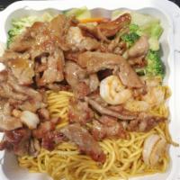 Beef and Shrimp Teriyaki · Served with cabbage, carrot, onion, and broccoli. Rice choice white rice or fried rice or br...