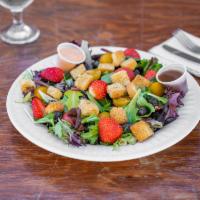 4. Chef's Garden Salad · Includes boil egg onions carrots tomatoes croutons 2 veggie spring rolls  ranch dressing or ...