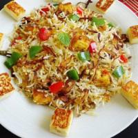 Paneer Biryani · Aromatic basmati rice simmered cooked  with vegetables, cottage cheese, spices and nuts flav...