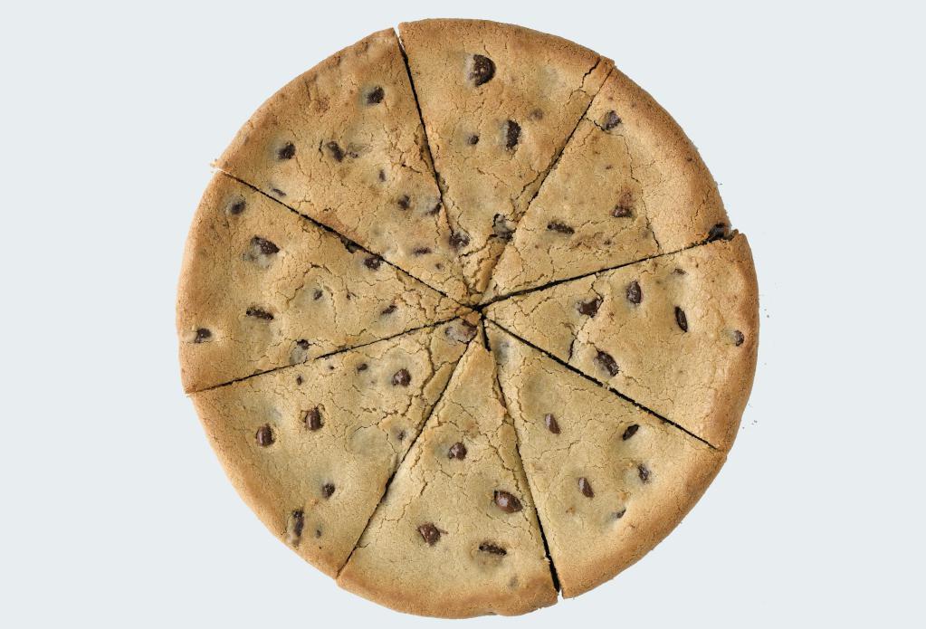 Family Size Chocolate Chip Cookie · Loaded with chocolate chips, cut into 8 slices, served warm.