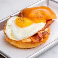 Breakfast Sandwich · Fried Egg, Cheddar Cheese, Bacon, Spicy Mayo, Brioche Bun