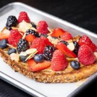 Almond Butter Droptop · Mixed Berries, Toasted Almonds, Local Honey, on Multigrain