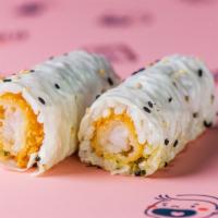 Krispy Shrimp Handroll · panko crusted shrimp, tartar sauce, sushi rice wrapped in soy paper (2 pc)