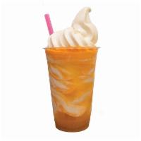 Orange Crush Float · Vanilla Froyo served in a 16 oz. cup with a 20 oz. bottle of Orange Crush! Yum