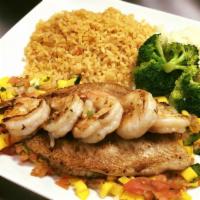 Chilango Tilapia and Shrimp · Delicious tilapia and shrimp grilled, mixed with pico de gallo, and mango sauce, served with...