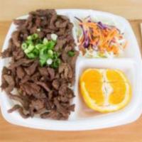 Angus Beef Plate · All plates includes a fresh salad with house sesame dressing and a seasonal fruit. Each plat...