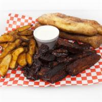 2 lb. BBQ Rib Tips  Dinner · 2LBs of BBQ Rib Tips. Served with an order of Potato Wedges and Breadsticks.