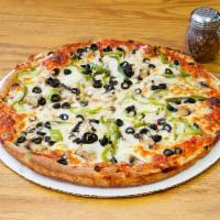 Veggie Special Pizza · Tomatoes, onions, peppers mushrooms, olives. 