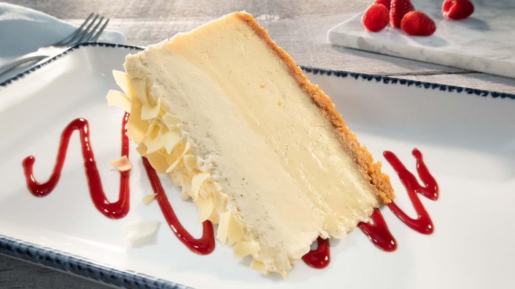 Vanilla Bean Cheesecake · Comes with a vanilla cookie crust and vanilla bean whipped cream.