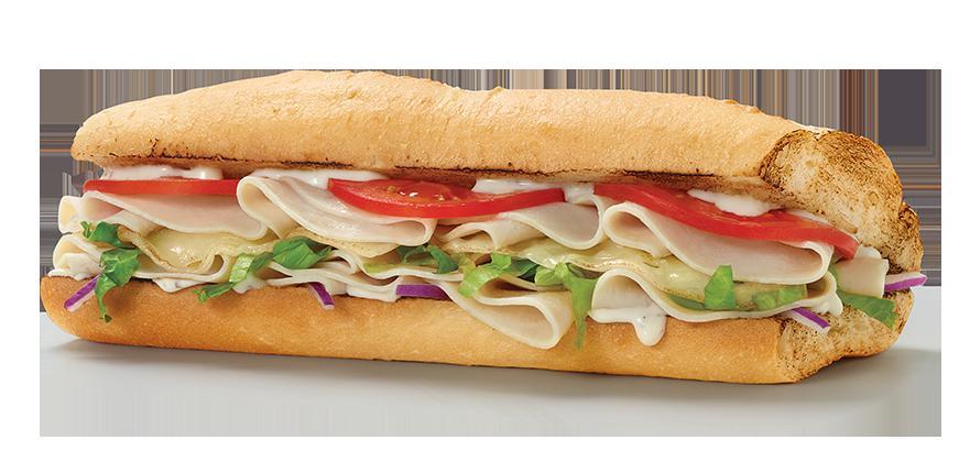 Turkey Ranch and Swiss Sub · Turkey, Swiss, lettuce, tomatoes, onions and ranch.