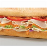 Chipotle Turkey Sub · Turkey, cheddar, lettuce, tomatoes, onions and chipotle mayo.