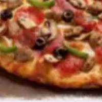 King Arthur's Supreme Pizza · Pepperoni, Italian sausage, salami, linguica, mushrooms, green peppers, onions, black olives...