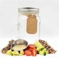 Feel Good Grain Jar · quinoa, cucumber, avocado, grape tomato, tahini dressing
