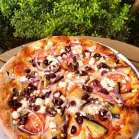 MEDITERRANEAN PIZZA | 21.95 · eggplant, tomatoes, red onion, kalamata olives & feta cheese