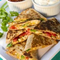 Quesadilla · Grilled Chicken, or Beef comes with grilled bell peppers, onions, tomatoes, garlic and olive...