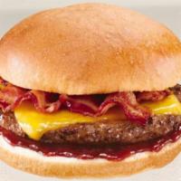 Big D Bacon Cheddar BBQ Burger Combo · Includes cheddar, bacon strips and BBQ sauce.