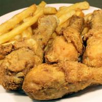 6 Pieces Chicken Legs · Served with coleslaw and fries.