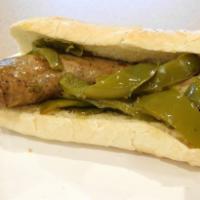 Italian Sausage Sandwich · We roast Mild Italian sausage and top it with our own roasted peppers and serve it on a fres...