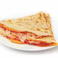 Cheese Pizza · Crepe with mozzarella cheese, and pizza sauce.