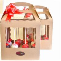 Cake pop box of 12 · ASSORTED VANILLA, CHOCOLATE AND RED VELVET CAKE POP BOX OF 12.