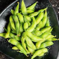 Edamame  · Steamed and lightly salted young soybeans.