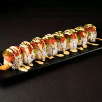 Firecracker Roll · Shrimp tempura, crab salad and avocado topped spicy tuna, jalapeno and crunch flake drizzled...
