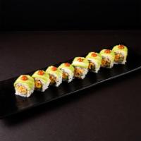 911 Roll · Spicy crab salad, cucumber topped avocado with sauce.