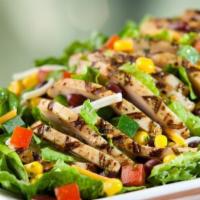 Grilled Chicken Salad · Mix‎ greens, tomato, cucumber, green peppers, onion and vinaigrette.