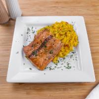 Salmon · Broiled to perfection and seasoned. Served with 1 side of your choice.