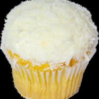 Let it Snow Cupcake · Vanilla cupcake topped with white chocolate cream cheese icing and covered in fresh shredded...