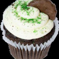 After Dinner Mint Cupcake · Chocolate cupcake swirled with white chocolate peppermint buttercream, covered in finely gra...