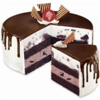 Tall, Dark and Delicious Cake · Layers of moist devil’s food cake, sweet cream ice cream with brownies and chocolate ice cre...