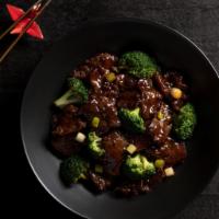 Beef with Broccoli · Flank steak, ginger-garlic aromatics, green onion, steamed broccoli