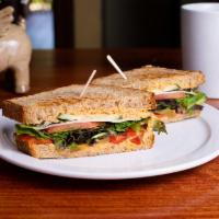 Hummus Veggie Sandwich · Hummus, provolone, roasted red peppers, cucumbers and 