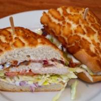 Turkey Club Sandwich · Turkey, cheddar, bacon, mustard and 