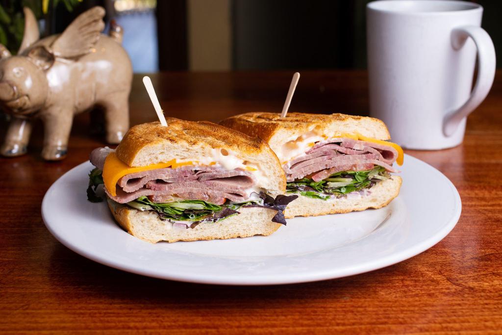 Roast Beef and Horseradish Sandwich · Cheddar cheese and 