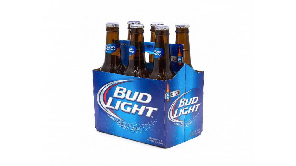 Bud Light 6 bottles  4% abv · Must be 21 to purchase. Bud Light is a premium light lager with a superior drinkability that has made it the best-selling and most popular beer in the United States. Bud Light is brewed using a blend of premium aroma hop varieties, both American-grown and imported, and a combination of barley malts and rice. Bud Light is a light-bodied beer featuring a fresh, clean taste with a subtle hop aroma, delicate malt sweetness and a crisp finish that delivers the ultimate refreshment.