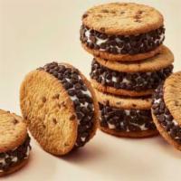 6-Pack Chipsters · Soft serve vanilla ice cream sandwiched between 2 chocolate chip cookies.