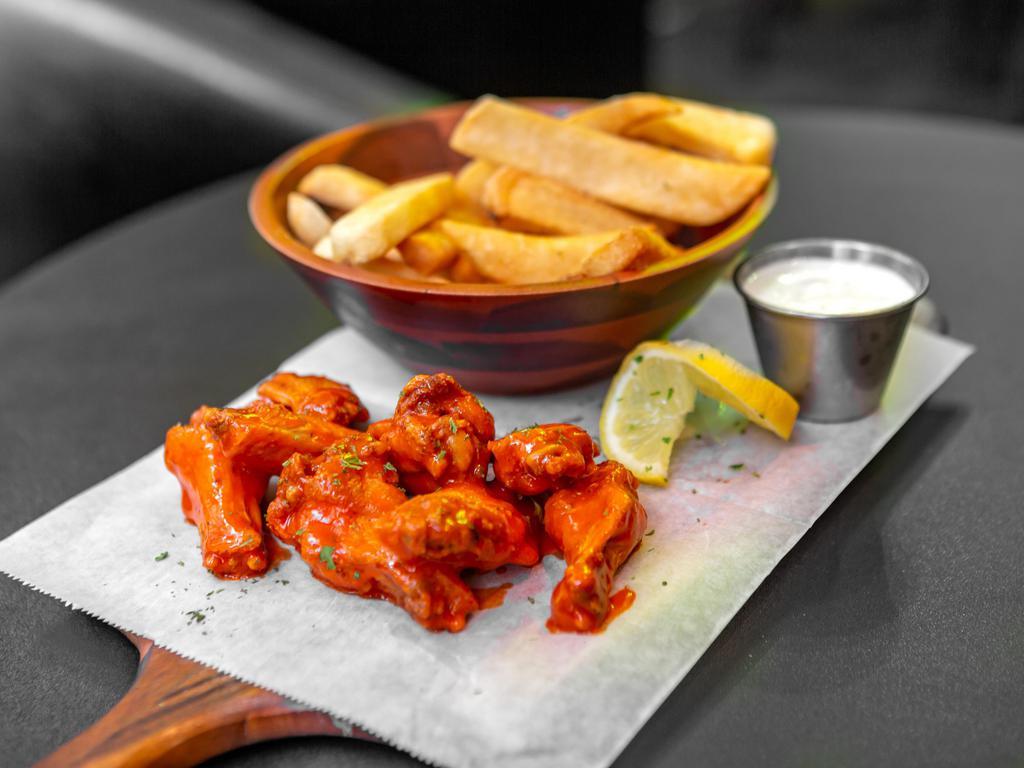 Energy Signature Wings and Fries · Eight winglets (fried) with your choice of lemon pepper, bbq, garlic lemon pepper, honey hot, mild or flamin hot. Served with celery, and your choice of ranch or bleu cheese