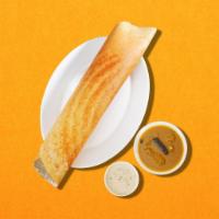 Thin Lentil Crepe · An extra large crisp rice batter crepe served with a lentil soup, a tangy tomato and classic...
