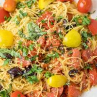 Pomodoro · Capellini, Kalamata olives, Roma tomatoes, fresh basil, toasted garlic, olive oil, Parmesan....