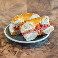 Lox Bagel · Herb cream cheese, lox, capers.